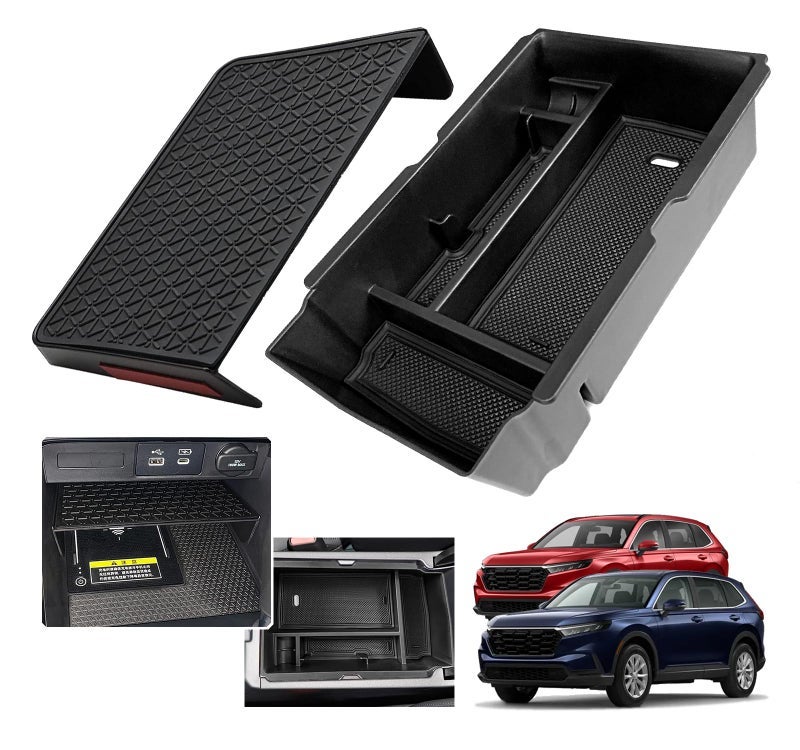 2PCS 2024 2025 2026 Honda CR-V CRV Hybrid Accessories Center Console Organizer Tray for 2025 2024 2023 Honda CR-V (Hybrid) Console Organizer 2024 CRV Console Armrest Tray 2025 CR-V Storage Box